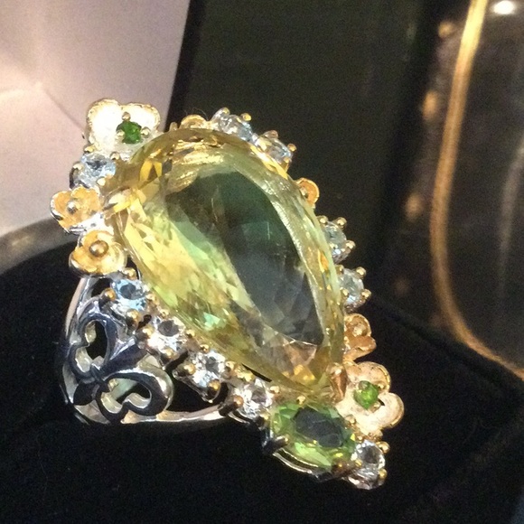Sensational Genuine Lemon Quartz with Peridot, Topaz & Russian Chrome Diopside - Picture 3 of 12